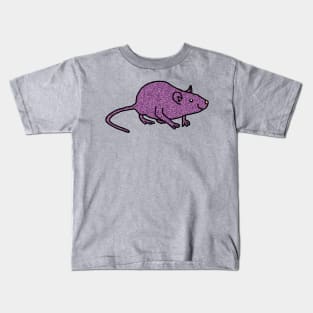 Purple Metallic Effect Rat Line Drawing Kids T-Shirt